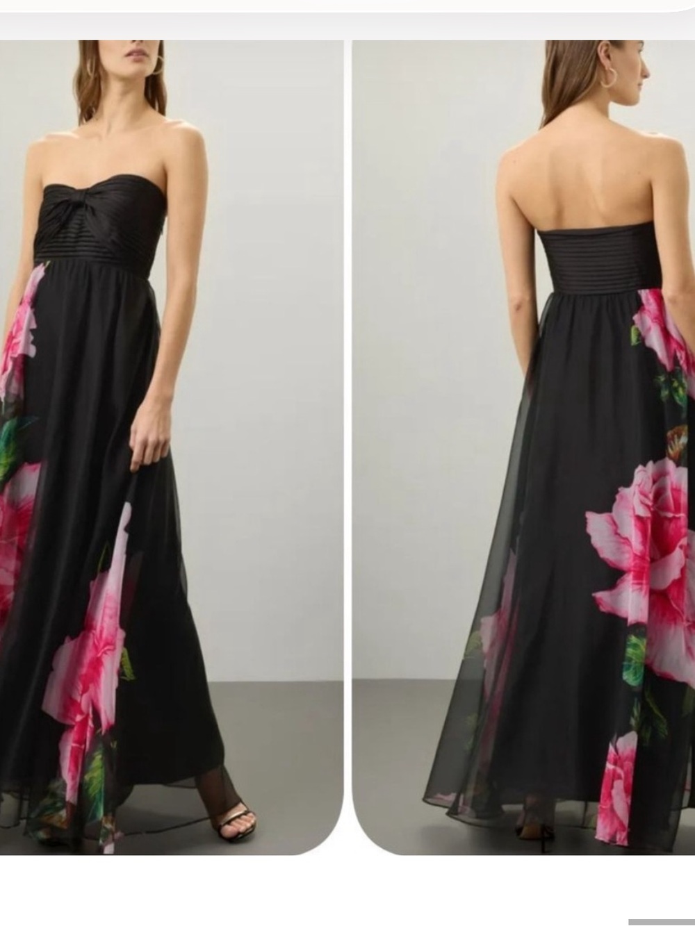 One33 Social Strapless Black Floral Maxi Dress
